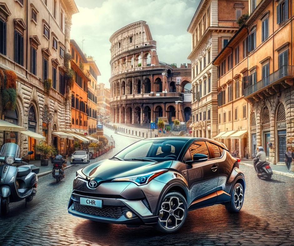 Batteria Toyota chr nel centro di Roma parcheggiata